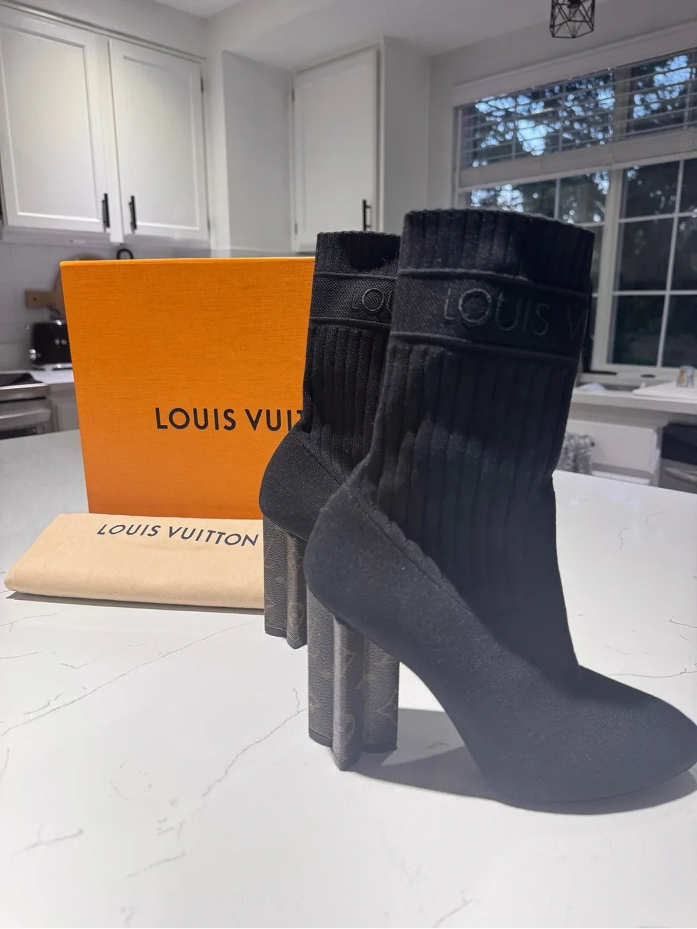 Louis Vuitton Black Knit Silhouette Ankle Boots